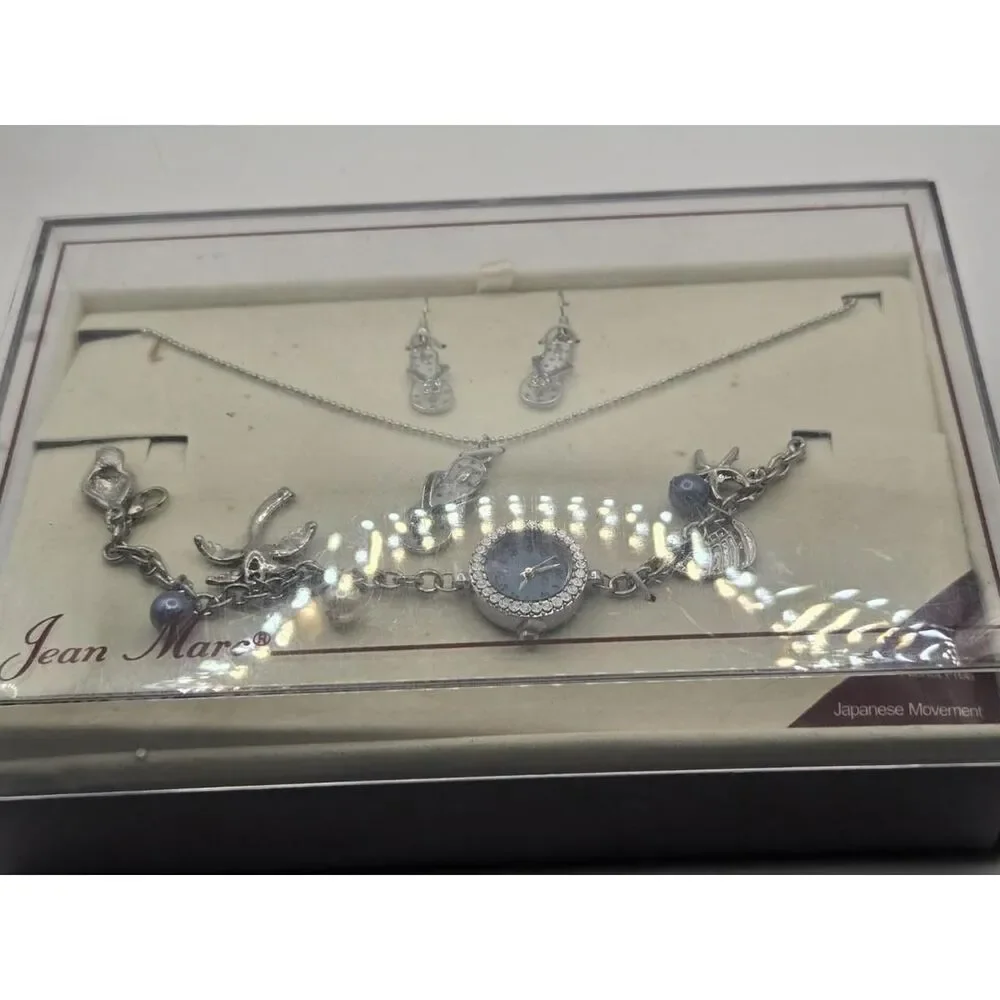 New Old Stock Beach Themed Watch and Jewelery Set - Watch, Necklace and Earrings